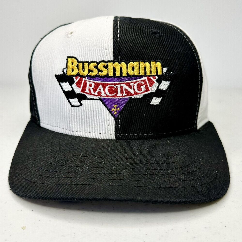 Vintage‎ USA Bussmann Grainger Boat Racing Black & White Hat Snapback